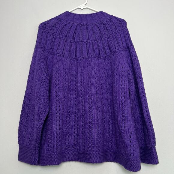 Talbots Womens Cable Knit Zip Up Cardigan Petite Plus Sz 2X Purple Essential - Picture 13 of 14